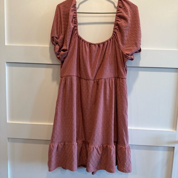 AUW Dusty Rose Mini Dress with Puff Sleeves - Picture 6 of 6
